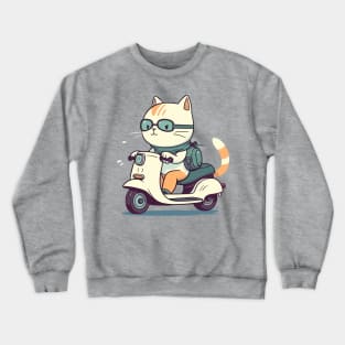 Cat riding scooter Crewneck Sweatshirt